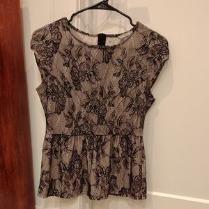 H&M Black Floral Lace Blouse
